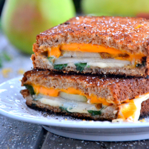 Grilled Cheese, Basil & Pear Sandwiches